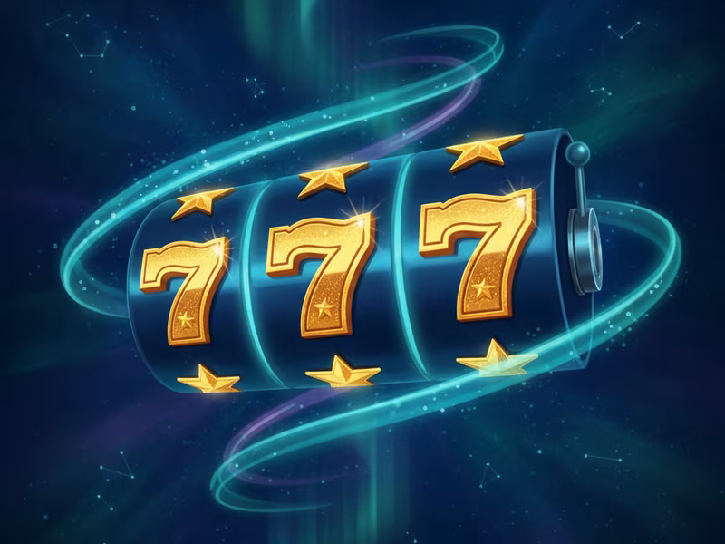 Aurora Spin slot game cover with glowing reels under northern lights