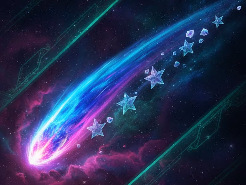 Comet Cascade slot game cover with a comet streaking through a nebula