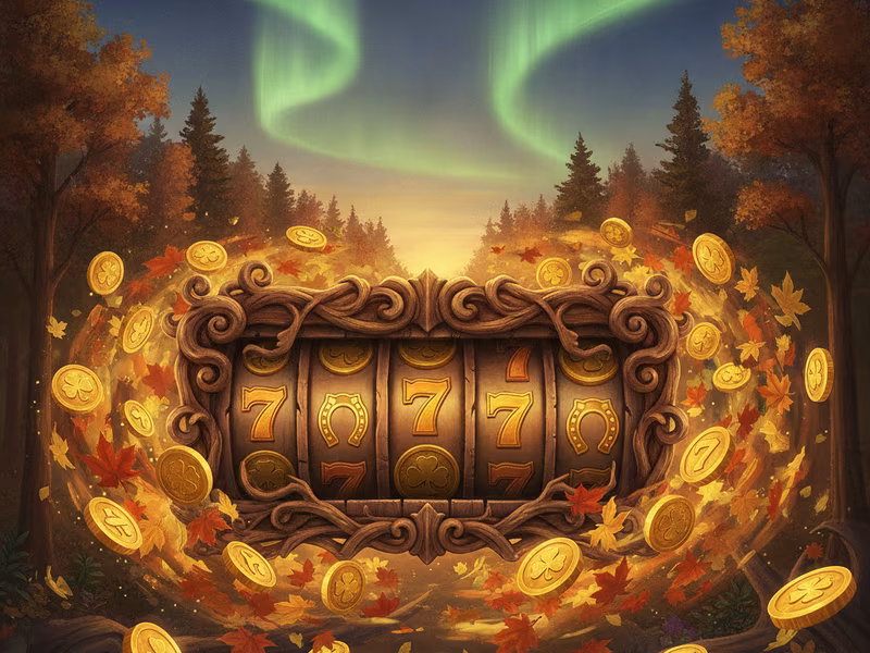 Maple Fortune slot game cover with golden maple leaves and lucky coins