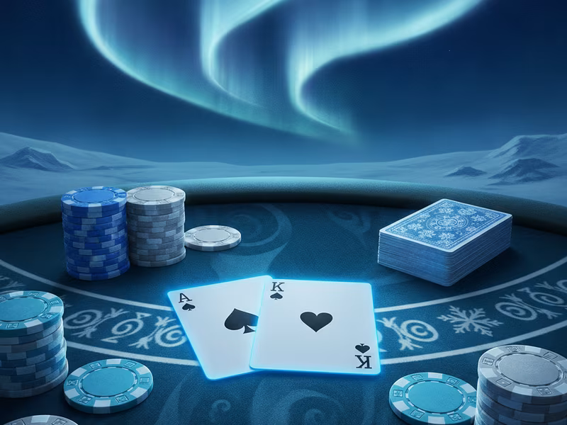 Polar Blackjack card game cover with frosted ace and king cards